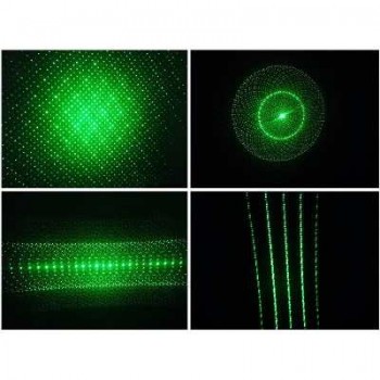 Caneta Laser Verde Pointer Com 5 Ponteiras De Efeitos