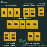 Tomadas e Interruptores ( 15 Peças ) Recta Amarelo Com Preto