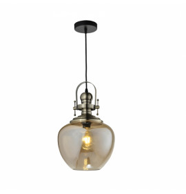 PENDENTE AISHA 28X45CM VIDRO E METAL ÂMBAR