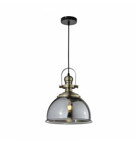 PENDENTE AISHA 33X39CM VIDRO E METAL FUMÊ