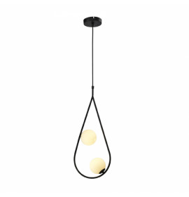 PENDENTE LA VILLE 26X61CM VIDRO E METAL FOSCO E PRETO