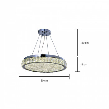 PENDENTE LED AMEERAH REDONDO 40X8CM CRISTAL CROMADO