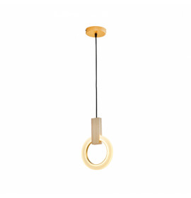 PENDENTE LED OLSON 20X30CM ACRÍLICO, MADEIRA E METAL DOURADO