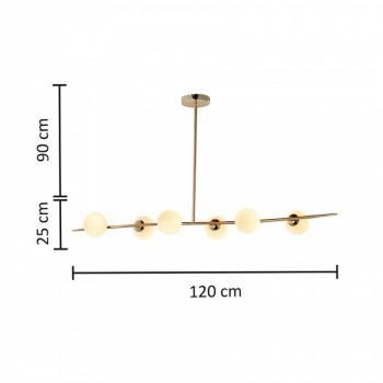 PENDENTE LOUISE 120X25CM VIDRO E METAL FOSCO E DOURADO