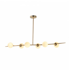 PENDENTE LOUISE 120X25CM VIDRO E METAL FOSCO E DOURADO