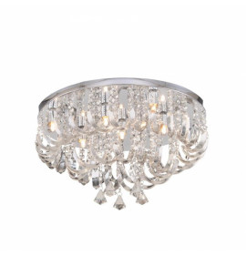 PLAFON DE SOBREPOR ARCOS DE CRISTAL 55X30CM CRISTAL E METAL TRANSPARENTE