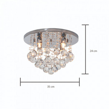 PLAFON DE SOBREPOR CASCATA 35X24CM CRISTAL E METAL TRANSPARENTE