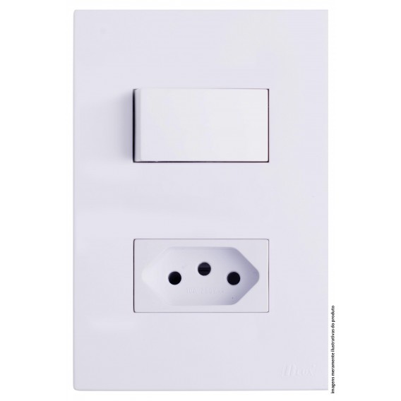 Conjunto Interruptor Paralelo + 1 Tomada 20a Separado 4x2 - RECTA BRANCO GLOSS