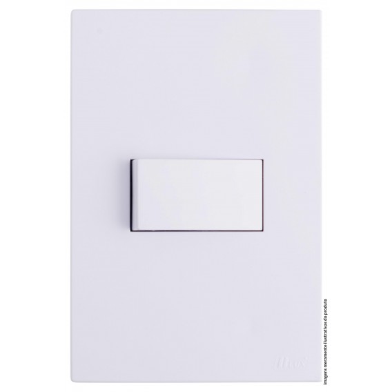 Conjunto Interruptor Simples Horizontal 4x2 - RECTA BRANCO GLOSS