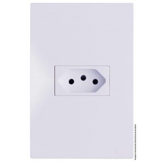 Conjunto Tomada 10a Horizontal 4x2 - RECTA BRANCO GLOSS