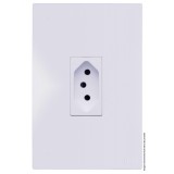 Conjunto Tomada 10a Vertical 4x2 - RECTA BRANCO GLOSS