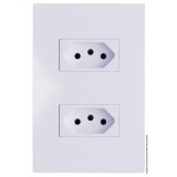 Conjunto Tomada Dupla  20a Separado 4x2 - RECTA BRANCO GLOSS