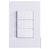 Conjunto Interruptor Triplo (1 Paralelo + 2 Simples) 4x2 - RECTA BRANCO GLOSS