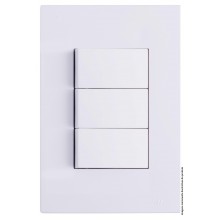 Conjunto Interruptor Triplo Simples 4x2 - RECTA BRANCO GLOSS