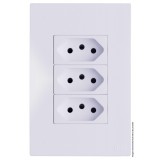 Conjunto Tomada Tripla 20a 4x2 - RECTA BRANCO GLOSS