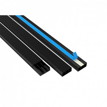 Canaleta C/ Fita Adesiva Dupla Face (com divisoria) preto - Enerbras