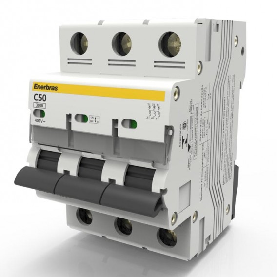 Disjuntor Tripolar Curva C 50A DIN - ENERBRAS