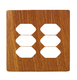 Placa p/ 6 Tomadas x4 -Novara Cumaru