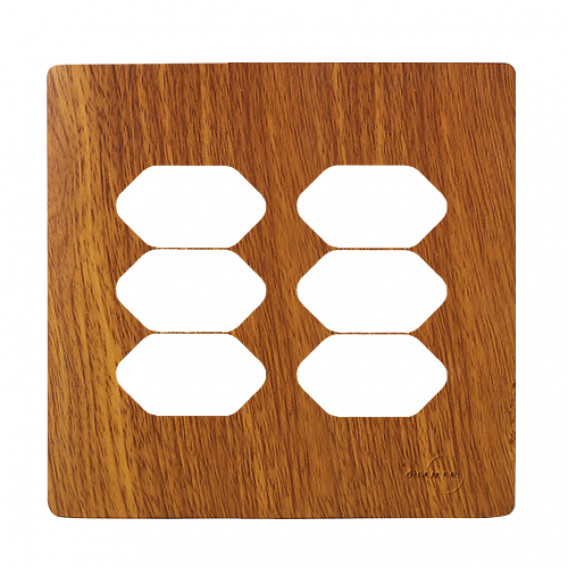 Placa p/ 6 Tomadas x4 -Novara Cumaru Placa p/ 6 Tomadas x4 -Novara Cumaru