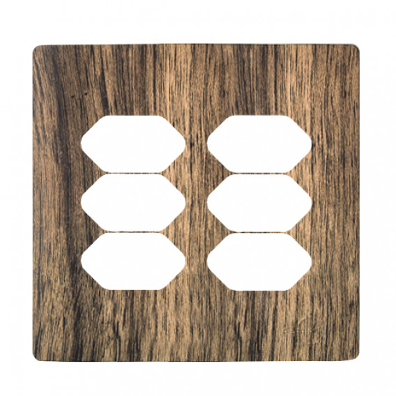 Placa p/ 6 Tomadas 4x4 - Novara Carvalho Placa p/ 6 Tomadas 4x4 - Novara Carvalho