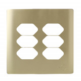 Placa p/ 6 Tomadas 4x4 - Novara Dourado
