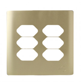 Placa p/ 6 Tomadas 4x4 - Novara Dourado