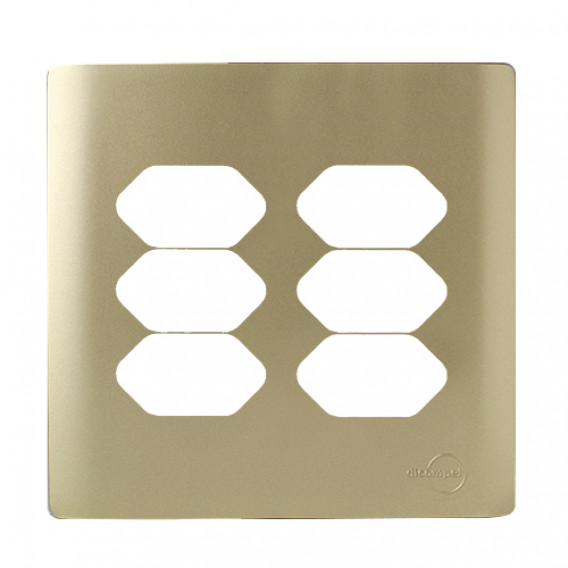 Placa p/ 6 Tomadas 4x4 - Novara Dourado