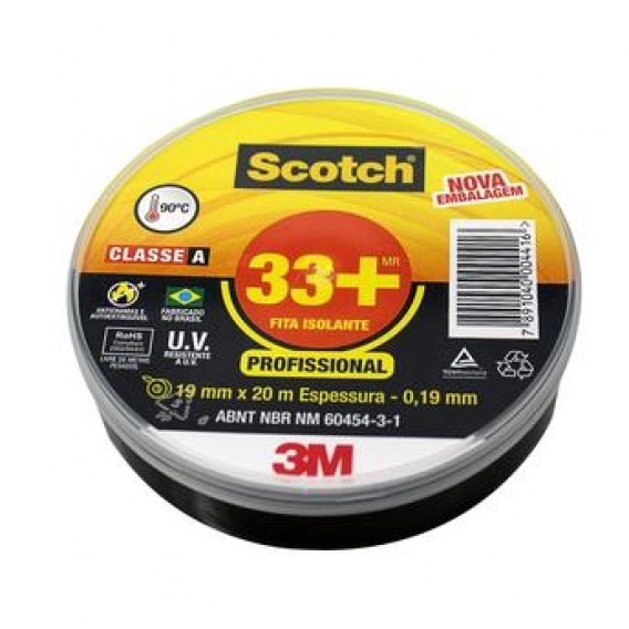 Fita Isolante 20m x 19mm  33+ Profissional 3M - Scotch