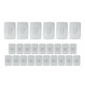 Kit 19 Tomadas 10A + 6 Interruptores Simples - (HOME BRANCA)