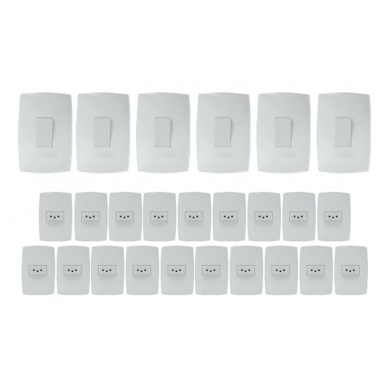 Kit 19 Tomadas 10A + 6 Interruptores Simples - (HOME BRANCA) Kit 19 Tomadas 10A + 6 Interruptores Simples - (HOME BRANCA)