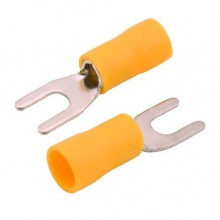 100 Conector Terminal Pré Isolado Garfo - Amarelo para fio 4,0mm a 6,0mm