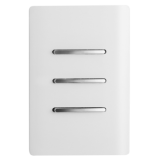 Conjunto Interruptor Triplo  2 Simples + 1 Paralelo 4x2 - Novara Branco Brilhante Cromado