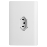 Conjunto Tomada Vertical 10A 4x2 - Novara Branco Brilhante Cromado 