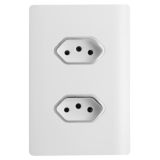 Conjunto Tomada Dupla 10A 4x2 - Novara Branco Brilhante Cromado