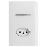 Conjunto Interruptor Simples + Tomada 10A 4x2 - Novara Branco Brilhante Cromado