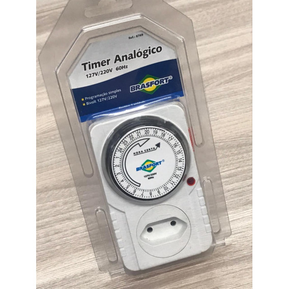 TIMER ANALOGICO BIVOLT 127V/220V - BRASFORT - BR8769